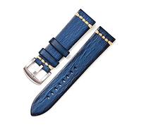 Puasny Bracelet de montre en cuir vintage fait main pour homme - Bracelet au design rétro classique en 18 mm, 20 mm, 22 mm et 24 mm,Bleu-S,18 mm