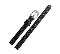 Puasny Bracelet de montre fin en cuir imprimé lézard pour femme - Bracelet de rechange pour petites montres de 6 mm à 16 mm,Boucle noire en argent,8 mm