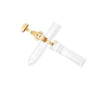 Puasny Bracelet de montre pour homme avec boucle papillon automatique - Bracelet à boucle déployante à double pression de 12 mm à 24 mm,Boucle Rose-G blanche,12 mm