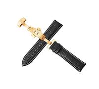 Puasny Bracelet de montre pour homme avec boucle papillon automatique - Bracelet à boucle déployante à double pression de 12 mm à 24 mm,Boucle Rose-G noire,19 mm