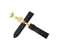 Puasny Bracelet de montre pour homme avec boucle papillon automatique - Bracelet à boucle déployante à double pression de 12 mm à 24 mm,Boucle Rose-G noire,14 mm