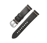 Puasny Bracelet de montre rétro en cuir ciré à l'huile pour homme - Bracelet style vintage en 20 mm et 22 mm,Gris foncé,20 mm