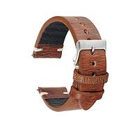 Puasny Bracelet de montre rétro en cuir fait main - Bracelet en 18 mm, 20 mm, 22 mm et 24 mm,Orange,24 mm