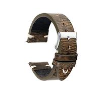 Puasny Bracelet de montre rétro en cuir fait main - Bracelet en 18 mm, 20 mm, 22 mm et 24 mm,Vert,22 mm