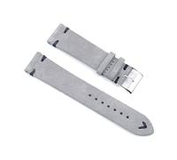 Puasny Bracelet de montre vintage en cuir suédé pour homme avec coutures faites main - Design rétro de remplacement en 18 mm, 20 mm, 22 mm et 24 mm,Fil gris-noir,18 mm