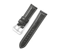 Puasny Bracelet de montre vintage en similicuir ciré à l'huile - Bracelet de style rétro pour hommes et femmes en 18 mm, 20 mm, 22 mm, 24 mm,Gris,22 mm