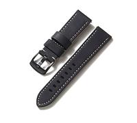 Puasny Bracelet de montre vintage étanche pour hommes et femmes - 20 mm, 22 mm, 24 mm,Noir,24 mm