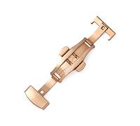 Puasny Fermoir déployant papillon à double bouton en acier inoxydable - Boucle de remplacement sécurisée pour bracelets de montre de 10 mm à 22 mm,Or rose,16 mm