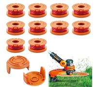 Puasok 10 PCS Bobine Fil Coupe Bordure, Ø 1,65mm & 3m Bobine Fil Coupe Bordure, Ligne de Bobine de Coupe de Remplacement et Capuchon de Protection- Fonctionne Toutes Les débroussailleuses