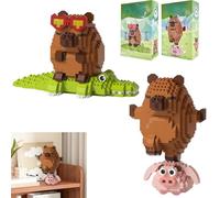 Puasok 2 Blocs de Construction Capybara, Blocs de Construction Animaux | Mini-Blocs de Construction Capybara avec Instructions pour la Construction DIY - Un Cadeau pour Adultes