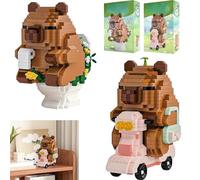 Puasok 2 Blocs de Construction Capybara, Blocs de Construction Animaux | Mini-Blocs de Construction Capybara avec Instructions pour la Construction DIY - Un Cadeau pour Adultes