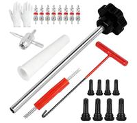 Puasok 22 Pièces Valve Pneu Voiture Remover,Kit de Réparation de Valve de Pneu,Demonte Obus Valve,Extracteur de Valve,Un Outil à Crochet,pour Les Voitures, Camions, Vélos, Motos (Noir et Rouge)