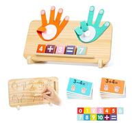 Puasok Jouets Montessori Mathématiques, mathématiques en Bois - Educational Wooden Number Learning Toy, Finger Counting Toys for Boys and Girls, Gift for Age 3+ Cadeau Danniversaire et Noël