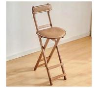 Pub Tabouret Pliant Structure Renforcée en Bois Massif Assise et Dossier en Rotin Tressé Rembourrés de Mousse Souple Tabouret Pliant Bords Lisses Structure Porteuse en Forme de X Épaisseur Plié 9 Cm