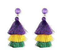 PUBBCIA Boucles d'oreilles Mardi Gras pour femme - Boucles d'oreilles pendantes en forme de feuille - Chapeau en acrylique - Accessoires de robe - Cadeau de festival - (L)