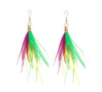 PUBBCIA Boucles d'oreilles Mardi Gras pour femme - En forme de feuille - Boucles d'oreilles pendantes en acrylique pour fête du mardi gras - Accessoires de robe, festival, bijoux cadeaux (A)