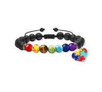 PUBBCIA Bracelet de sensibilisation à l'autisme pour homme et femme - Bracelet élastique en perles avec 7 chakras - Cadeau pour la journée mondiale de l'autisme (D, cuivre)