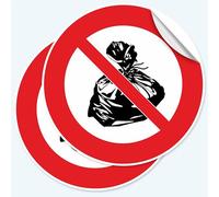 Pubblimania 2 autocollants interdiction de jeter des détritus, 20 x 20 cm, étiquettes adhésives souples, imperméables et lavables