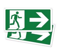 Pubblimania 2 Sortie D'urgence Flèche à Droite | Panneau en aluminium composite 3 mm extérieur-intérieur (Sortie D'urgence Droite, 2 Unités)