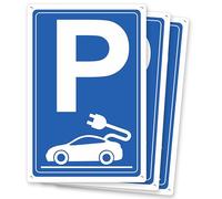 Pubblimania 3 stationnement recharge voiture électrique | lot de 3 panneaux en aluminium composite épaisseur 3 mm, pour extérieur/intérieur (30 x 40 cm, 3 stationnement recharge Eu)