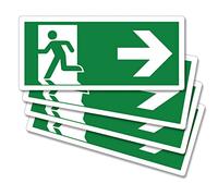 pubblimania 4 pièces de sortie d'urgence à droite PVC adhésif résistant pour extérieur et intérieur (29 x 13 cm) (4 sorties à droite)