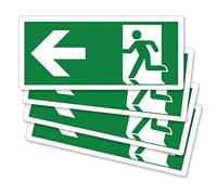 pubblimania 4 pièces de sortie d'urgence à gauche PVC adhésif résistant pour extérieur et intérieur (29 x 13 cm) (4 sorties à gauche)
