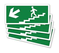 pubblimania 4 pièces de sortie d'urgence échelles à gauchePVC adhésif résistant pour extérieur et intérieur (29 x 13 cm) (4 escaliers à gauche)