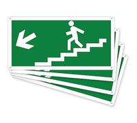 pubblimania 4 SORTIE D'URGENCE Escaliers avec flèche vers la gauche | Panneau en aluminium composite métal 3 mm d'épaisseur Cm 29 x 14,5 (4 Scale Gauche)