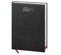 Pubblimania Agenda Journalier 2027 MAXI A4 Professionnel - 21x29,7 cm - 400 Pages - Samedi et Dimanche sur Pages Séparées - Couverture Souple Soft Touch Noire - Multilingue (FR/IT/GB/DE)