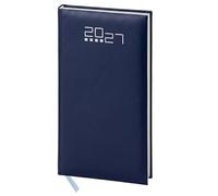 Pubblimania Agenda Semainier 2027 de Poche Mini 8x15 cm - Agenda de Sac 148 Pages en Matière Gommée Rembourrée - Édition Multilingue avec Répertoire & Cartes, Idéal pour Travail & Rendez-vous (Bleu)