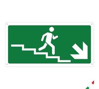 Pubblimania Descent Escaliers Droite Sortie de Secours | Panneau Composite en Aluminium 3 mm pour Extérieur-Intérieur (Descente Escaliers Droite, 1 Unité)