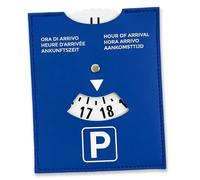 pubblimania Disque horaire Maxi Bleu Modèle Luxe pour utilisation toute l'Europe - Parking Heure d'arrivée. Similicuir souple Soft-Touch 10,5 x 13 cm (Disque horaire Similicuir Bleu)