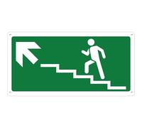 Pubblimania Escalier ascension gauche sortie de secours | Panneau en aluminium composite de 3 mm extérieur intérieur (escalier gauche montée, 1 pièce)