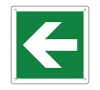 Pubblimania ISSUE DE SECOURS | Panneau en aluminium métal 3 mm d'épaisseur (14,5 x 14,5 cm) (flèche de sortie d'urgence)