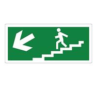 pubblimania Panneau de sortie de secours en PVC adhésif résistant pour extérieur et intérieur (29 x 13 cm) (échelle flèche gauche sortie)