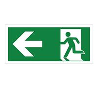pubblimania Panneau de Sortie d'Urgence Adhésif PVC Résistant pour Extérieur et Intérieur (29x13 cm) (Flèche Gauche)