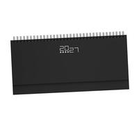 Pubblimania Planning de Bureau Hebdomadaire 2027 Professionnel, Agenda 128 Pages, Multilingue, Couverture Gommée Soft-Touch, Répertoire et Infos, 30x14 cm (Noir)