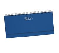 Pubblimania Planning de Bureau Hebdomadaire 2027 Professionnel, Agenda 128 Pages, Multilingue, Couverture Gommée Soft-Touch, Répertoire et Infos, 30x14 cm, Bleu Royal (Bleu clair Italie)