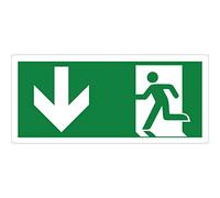 pubblimania Sortie d'urgence Adhésif PVC résistant pour extérieur et intérieur (Cm29x13) (flèche basse)