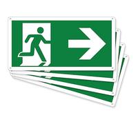 pubblimania Sortie d'urgence droite | aluminium composite 3 mm d'épaisseur (29 x 14,5 cm) Lot de 4, sortie d'urgence droite)
