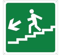 Pubblimania Sortie d'urgence échelles à gauche 20x20 cm | Panneau en aluminium métal 3 mm d'épaisseur (escaliers à gauche)