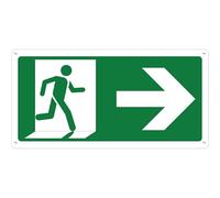 Pubblimania Sortie d'urgence Flèche à droite | Panneau en aluminium composite 3 mm extérieur-intérieur (sortie d'urgence droite, 1 unité)