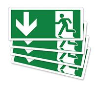 pubblimania Sortie d'urgence Flèche avant PVC adhésif résistant pour extérieur et intérieur (Cm29 x 13) (4 sorties en haut)