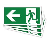 pubblimania Sortie d'urgence gauche | aluminium composite 3 mm d'épaisseur (29 x 14,5 cm) Lot de 4, sortie d'urgence gauche)