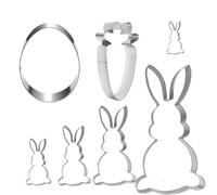 Pubbyuer emporte-pièce de Pâques Lot de 7 à 20 cm de grand emporte-pièce de Pâques et de lapin de Pâques, en acier inoxydable et de qualité alimentaire, emporte-pièce de lièvre, emporte-pièce de
