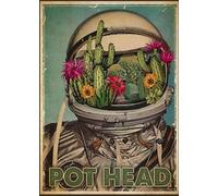 PUBDSKBLDE Affiche de science-fiction en conserve, art astronaute coloré décoration murale de jardin rétro cactus en étain panneau en métal 20,3 x 30,5 cm