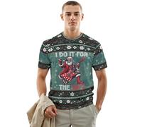 PUBDSKBLDE Chemises de Noël pour femmes et hommes - Pull de Noël amusant et moche à manches courtes - T-shirt graphique assorti pour fête de famille, Guitar-do It for the Ho's, S