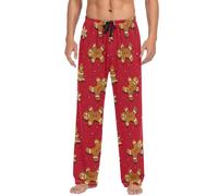 PUBDSKBLDE Pantalon de pyjama pour homme avec poches, S, M, L, XL, XXL, Bonhomme en pain d'épice de Noël Rouge, L