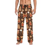 PUBDSKBLDE Pantalon de pyjama pour homme avec poches séparées, Biscuits au pain d'épice de Noël, XXL
