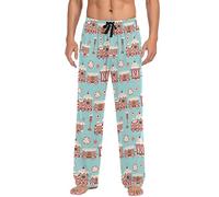 PUBDSKBLDE Pantalon de pyjama pour homme avec poches, Train de pain d'épice de Noël, S